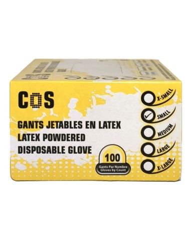 Boîte de 100 Gants Latex Poudrés (Tailles S, M, L, XL)