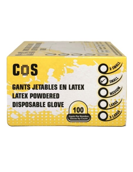 Boîte de 100 Gants Latex Poudrés (Tailles S, M, L, XL)